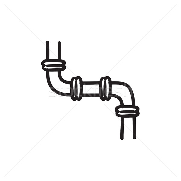 Wasser Pipeline Skizze Symbol Vektor isoliert Stock foto © RAStudio