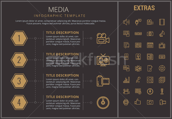 Media infografica modello elementi icone timeline Foto d'archivio © RAStudio