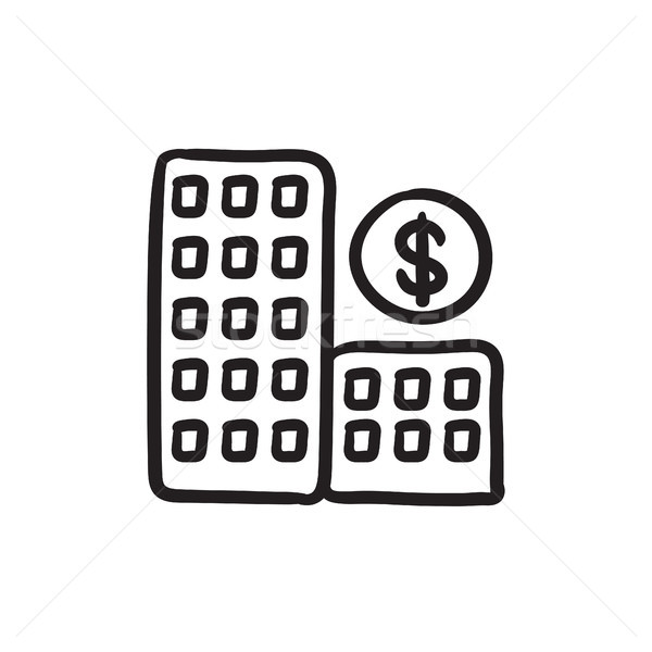 Condominium with dollar symbol sketch icon. Stock photo © RAStudio