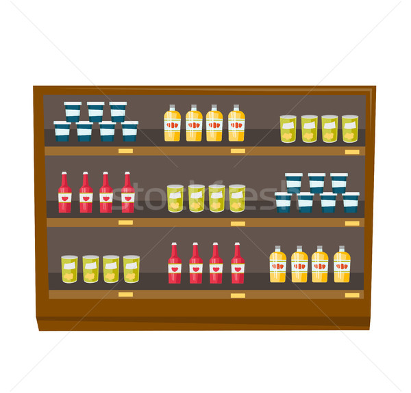 Grocery store shelves with products vector cartoon Stock photo © RAStudio