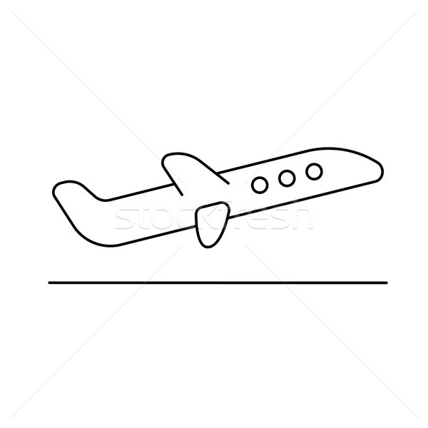 Wyjazd line ikona podróży samolot Zdjęcia stock © RAStudio