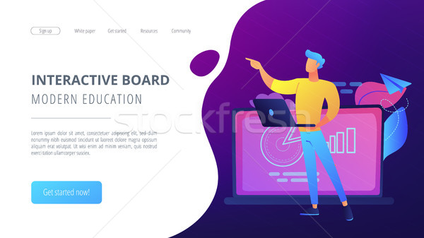 Modern education and interactive board landing page. Stock photo © RAStudio