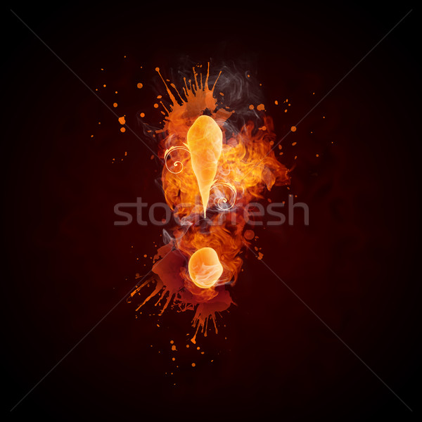 Tűz örvény felkiáltójel izolált fekete számítógép Stock fotó © RAStudio