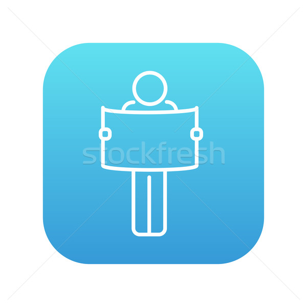 Man looking at map line icon. Stock photo © RAStudio