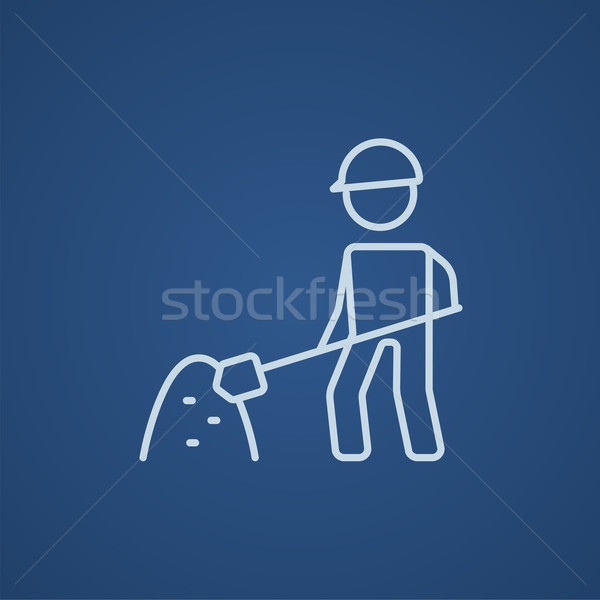 Man with shovel and hill of sand line icon. Stock photo © RAStudio