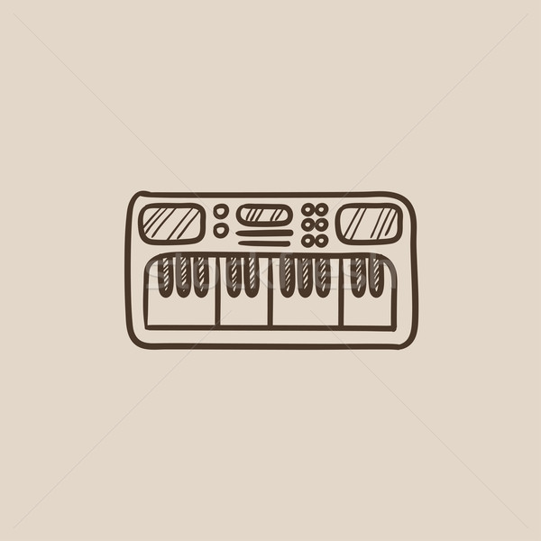 Stock photo: Synthesizer sketch icon.