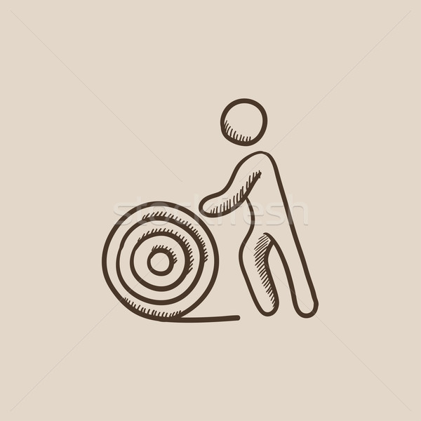 Man with wire spool sketch icon. Stock photo © RAStudio