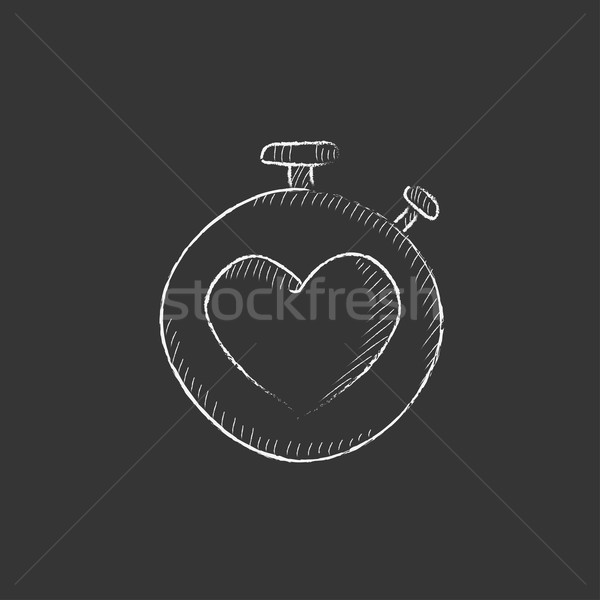 секундомер сердце знак мелом икона Сток-фото © RAStudio