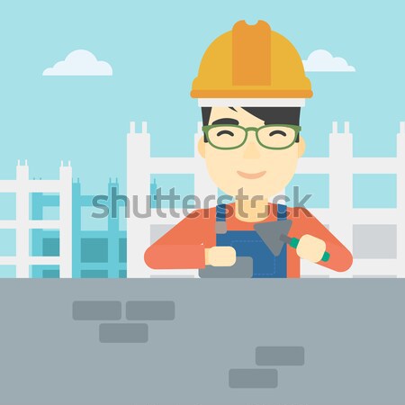 каменщик кирпичных рук строительная площадка Сток-фото © RAStudio