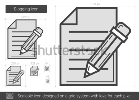 Stockfoto: Bloggen · lijn · icon · vector · geïsoleerd · witte