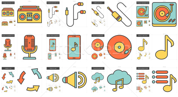 Stock photo: Music line icon set.