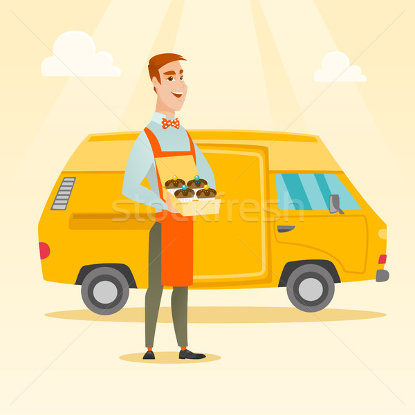 Baker delivering cakes vector illustration. Stock photo © RAStudio