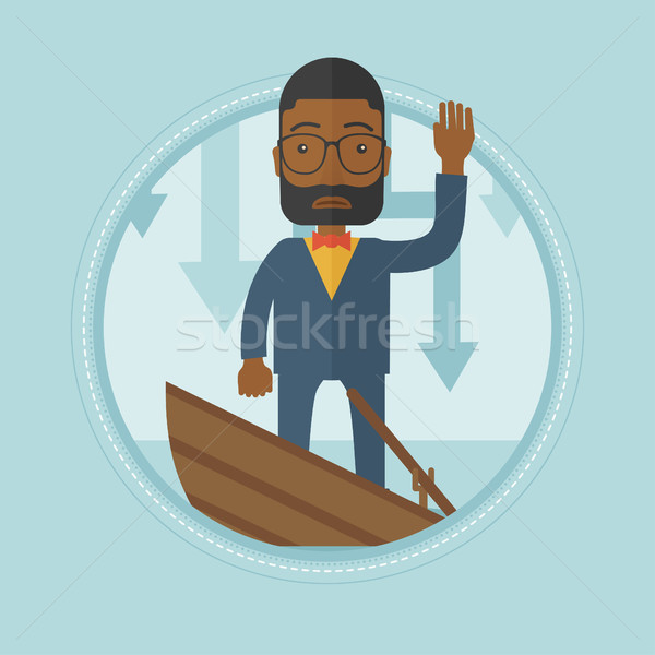 Businessman standing in sinking boat. Stock photo © RAStudio