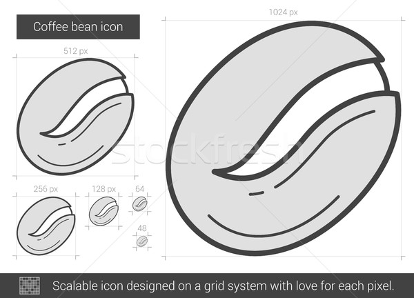 Grão de café linha ícone vetor isolado branco Foto stock © RAStudio