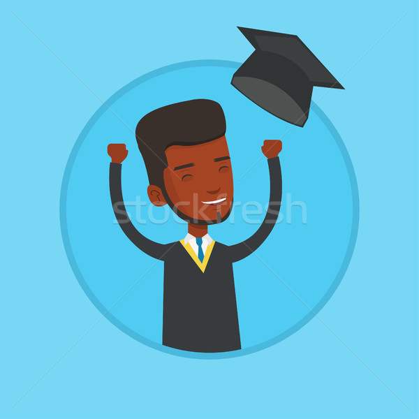 Graduate throwing up his hat vector illustration. Stock photo © RAStudio