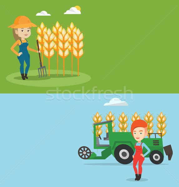 Dois agrícola banners espaço texto vetor Foto stock © RAStudio