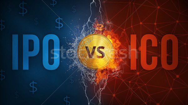 ICO vs IPO technology futuristic banner. Stock photo © RAStudio