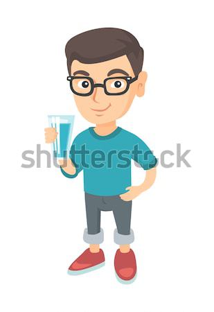 Stockfoto: Weinig · kaukasisch · jongen · glas · water