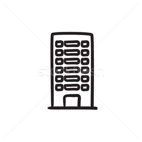 Woon- gebouw schets icon vector geïsoleerd Stockfoto © RAStudio