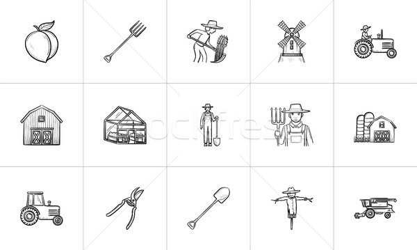 Agriculture hand drawn sketch icon set. Stock photo © RAStudio