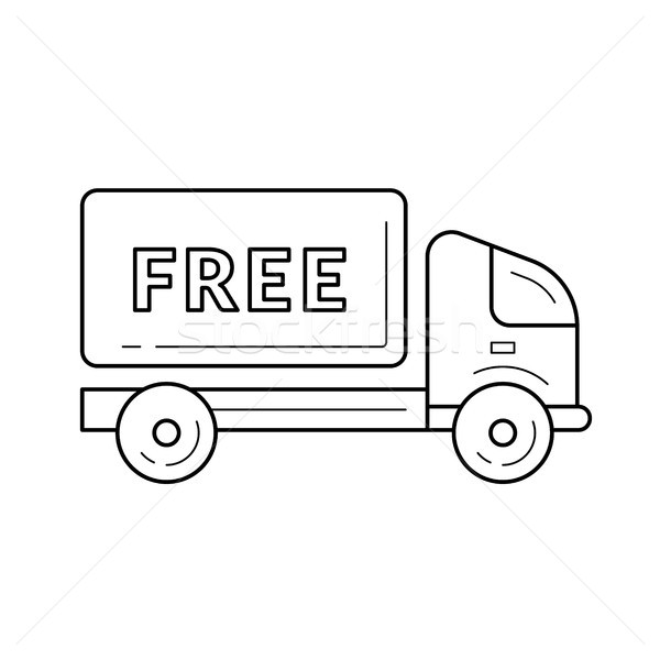 Livraison gratuite camion ligne icône vecteur isolé [[stock_photo]] © RAStudio