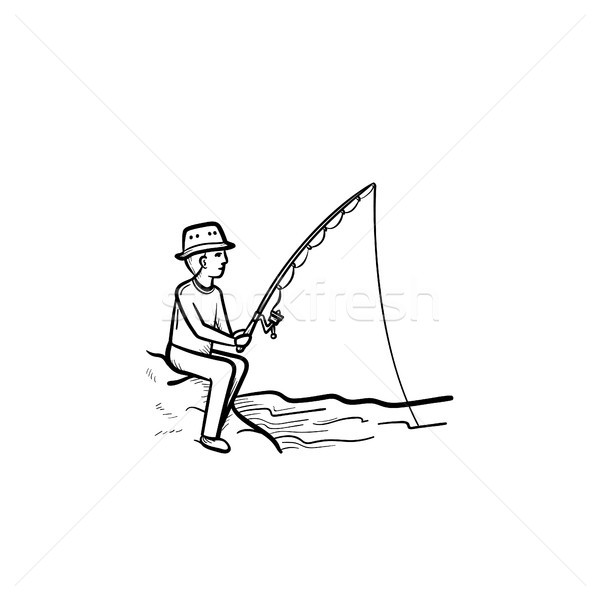 Halászat kézzel rajzolt rajz ikon skicc firka Stock fotó © RAStudio