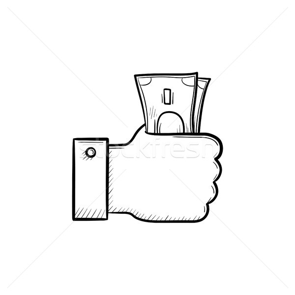 Hand holding money hand drawn outline doodle icon. Stock photo © RAStudio