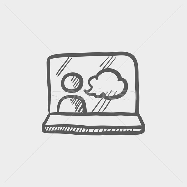 Video chat online sketch icon Stock photo © RAStudio
