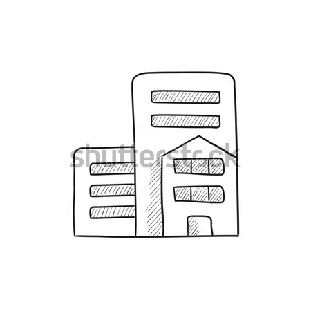 Residential buildings icon drawn in chalk. Stock photo © RAStudio