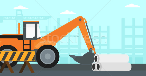 Stock photo: Background of excavator on construction site.