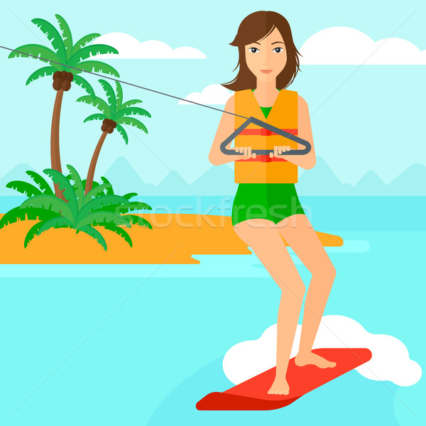 Stock photo: Professional wakeboard sportswoman.