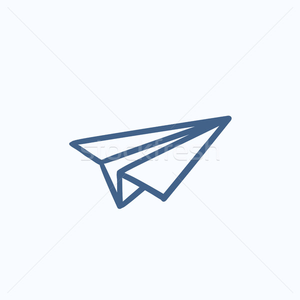 Kağıt uçak kroki ikon vektör yalıtılmış Stok fotoğraf © RAStudio