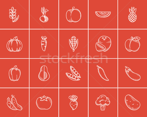 Healthy fruit and vegetables sketch Art Print  Barewalls Posters  Prints   bwc10380654