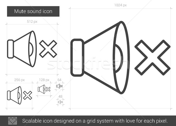 Stumm Sound line Symbol Vektor isoliert Stock foto © RAStudio