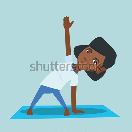 Nő gyakorol jóga háromszög póz sportoló Stock fotó © RAStudio