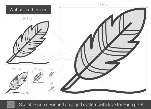 Foto stock: Escrita · pena · linha · ícone · vetor · isolado