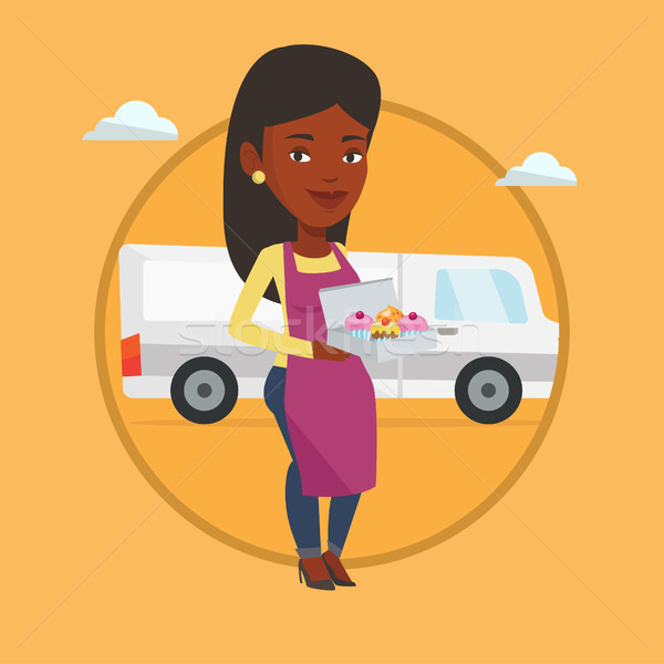 Baker delivering cakes vector illustration. Stock photo © RAStudio