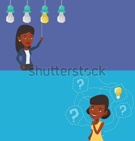 Nő üzlet ötlet afrikai üzletasszony akasztás Stock fotó © RAStudio