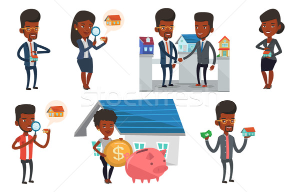 Vector set of real estate agents and house owners. Stock photo © RAStudio