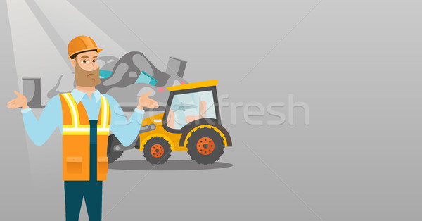 Worker and bulldozer at rubbish dump. Stock photo © RAStudio