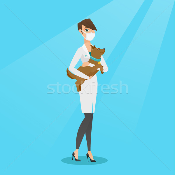 Veterinarian with dog in hands vector illustration Stock photo © RAStudio