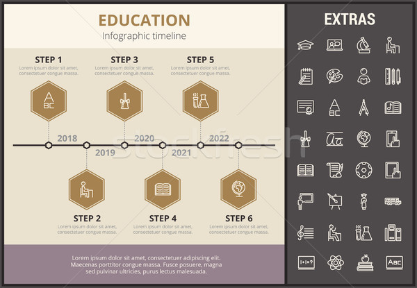 Educaţie sablon element icoane timeline Imagine de stoc © RAStudio