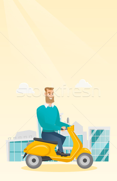 Young caucasian man riding a scooter. Stock photo © RAStudio