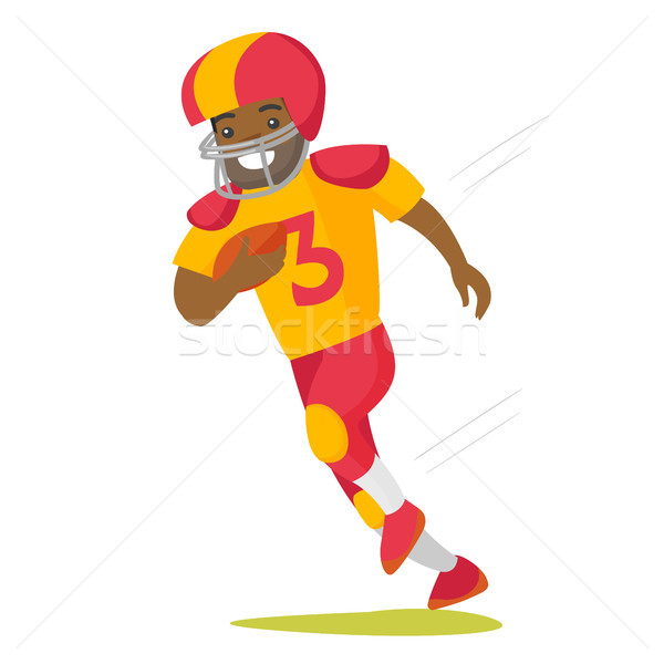 Black rugby player running with ball. Stock photo © RAStudio