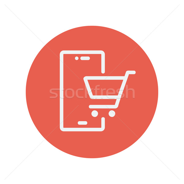 Shopping cart signboard thin line icon Stock photo © RAStudio
