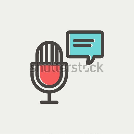 микрофона речи пузырь тонкий линия икона веб Сток-фото © RAStudio