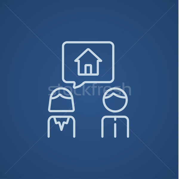 Stock photo: Couple dreaming about house line icon.
