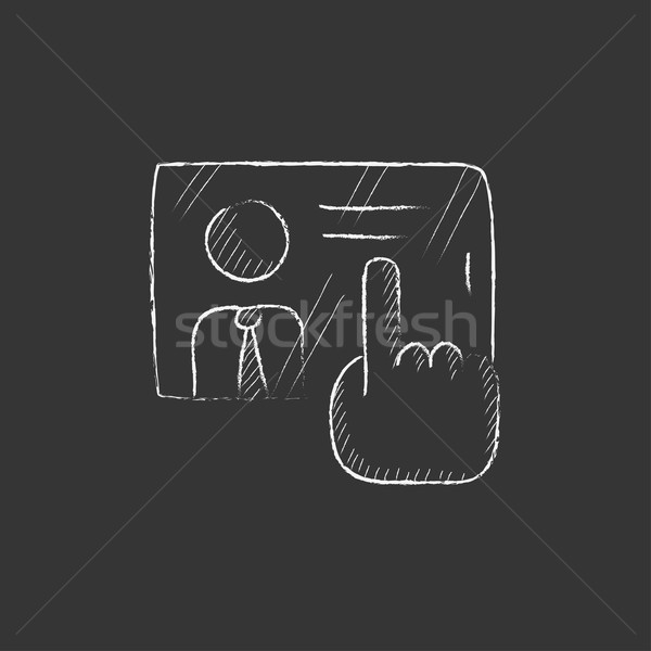 Hand pushing touch screen button. Drawn in chalk icon. Stock photo © RAStudio