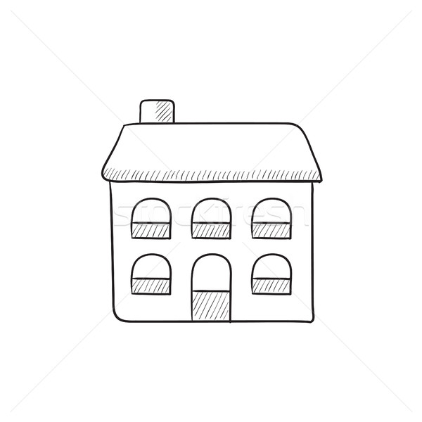 Two storey detached house sketch icon. Stock photo © RAStudio
