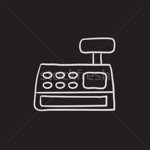 Pénztárgép gép rajz ikon vektor izolált Stock fotó © RAStudio